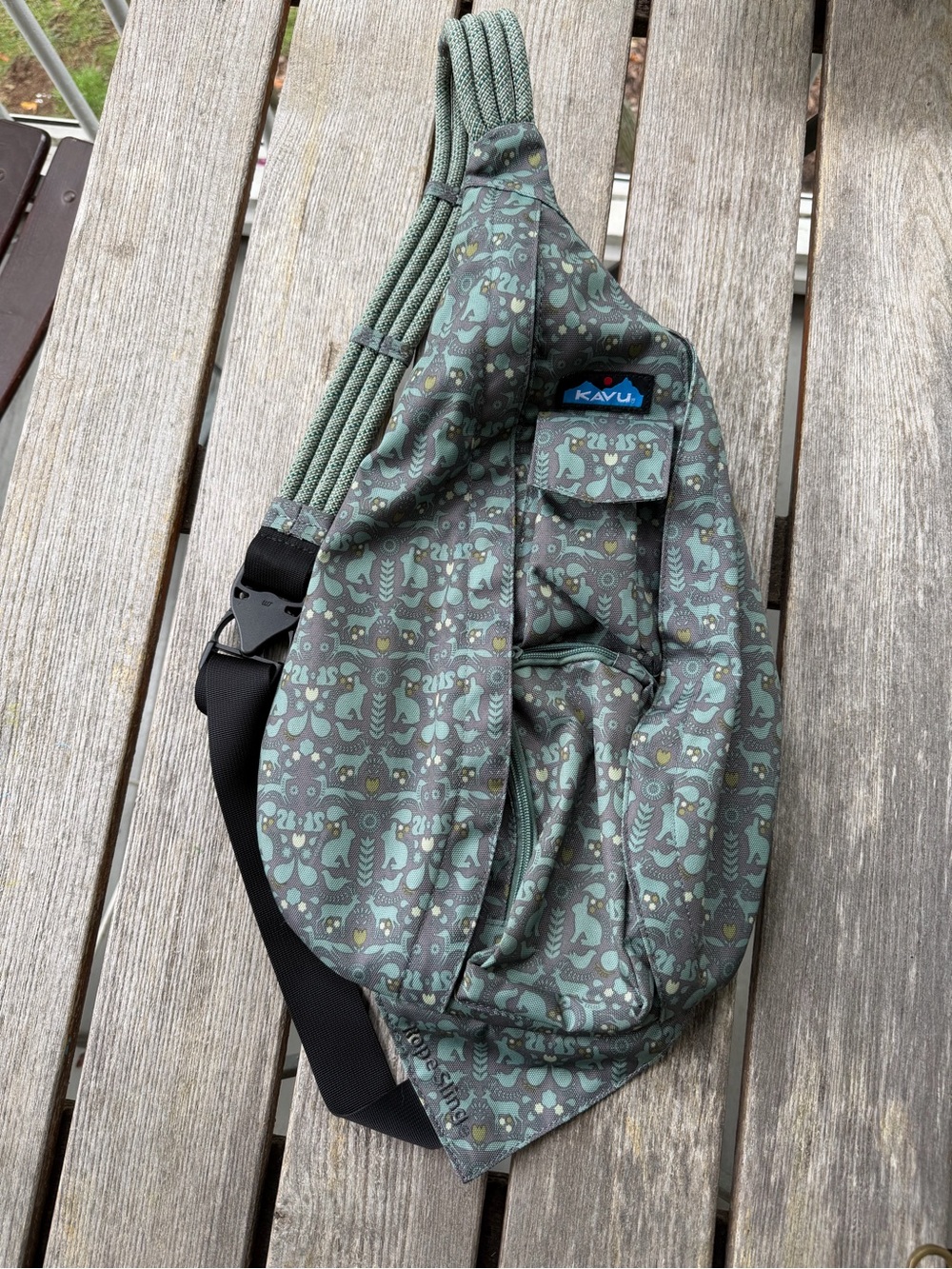 Kavu Rope Sling Crossbody Bag Special Edition Forest Folklore Green Animals